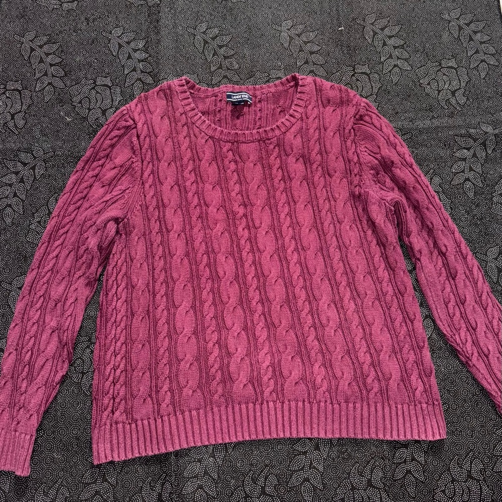 Land’s End Women's Cable Knit Sweater - Pink